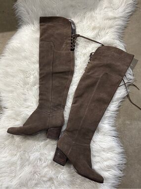 Aldo Brown Suede Over-The-Knee Block Heel Boots